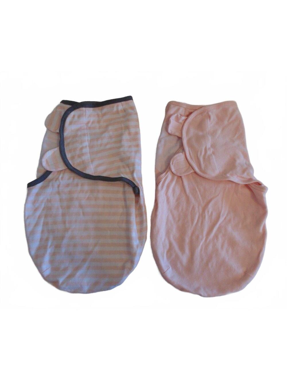 Lot Of TWO 2 Swaddlers Amazing Baby Pink Gray Size Small 0-3 Months (7-14 Lb.).